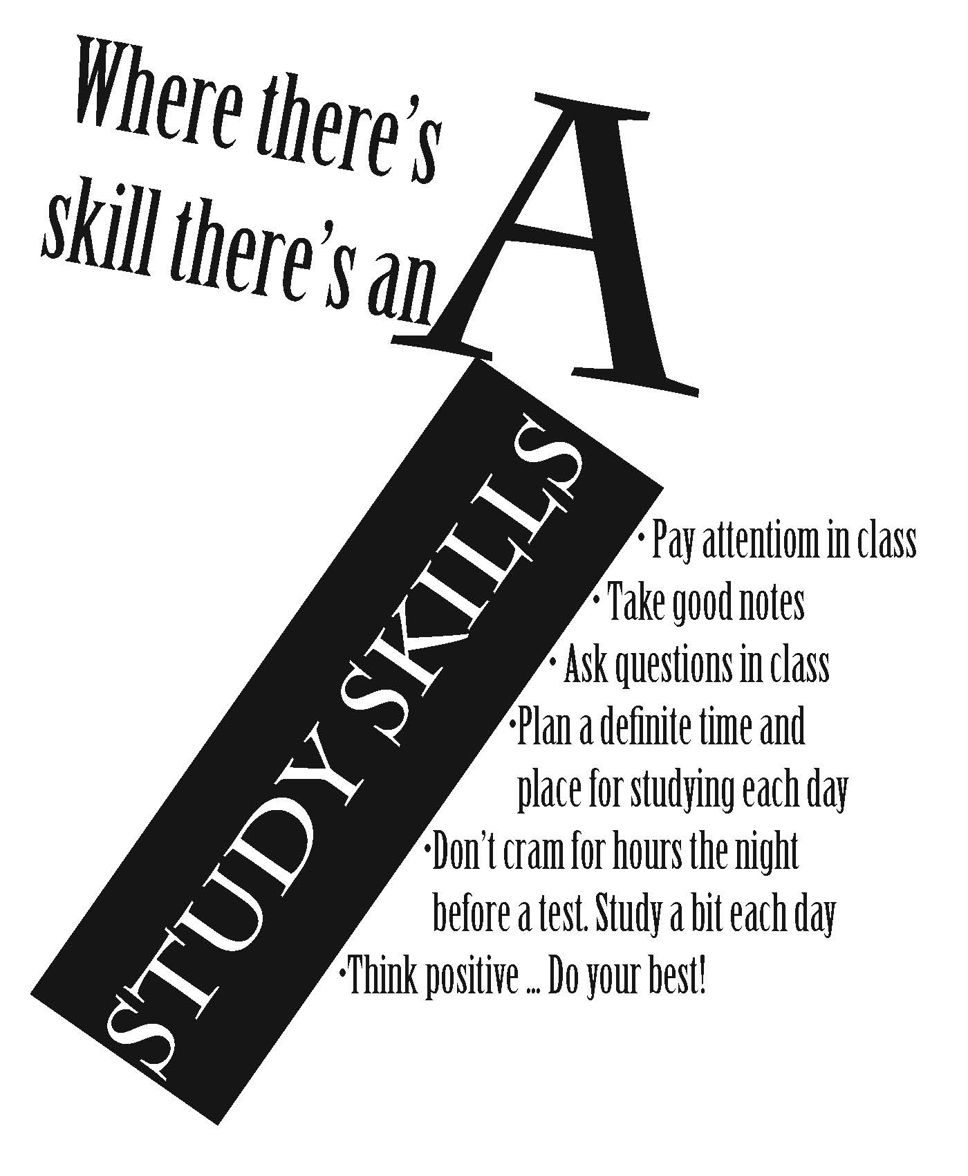 A poster promoting a list of study skills.